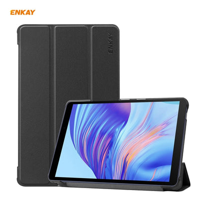 ENKAY PU Leather + Plastic Case with Three-folding Holder for Huawei MatePad T8 / Honor Tablet X7(Black) by ENKAY