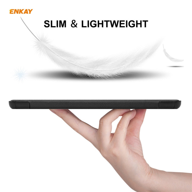 ENKAY PU Leather + Plastic Case with Three-folding Holder for Huawei MatePad T8 / Honor Tablet X7(Black) by ENKAY
