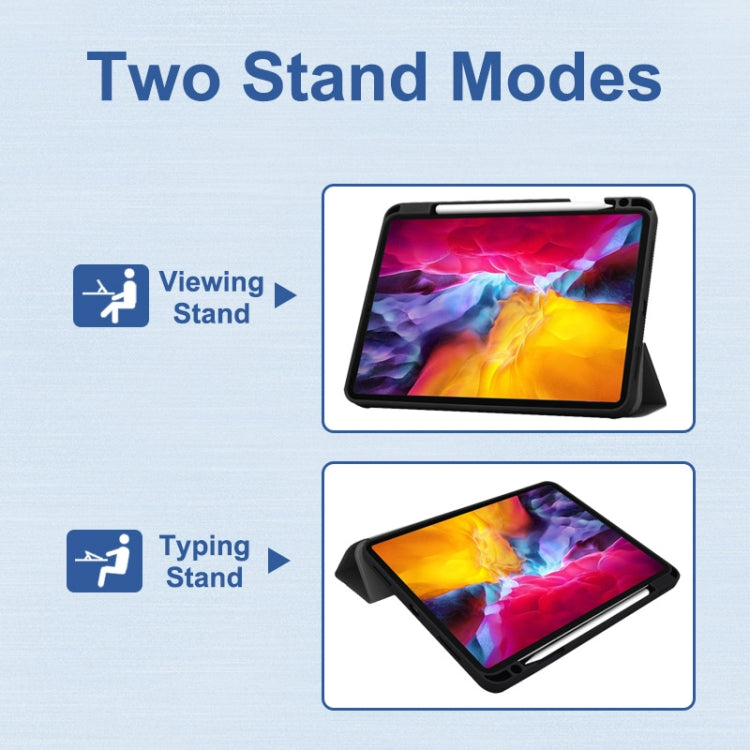 For iPad Pro 11 2022 / 2021 / 2020 ENKAY 3-Folding Shockproof TPU Cover Custer Texture PU Leather Tablet Case with Pencil Slot & Holder & Sleep / Wake-up Function(Light Blue) by ENKAY