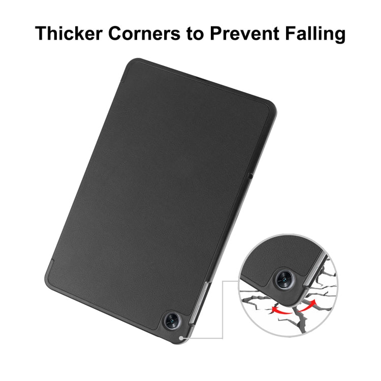 For OPPO Pad Air ENKAY Tri-fold Custer Texture Leather Smart Tablet Case(Dark Blue) by ENKAY