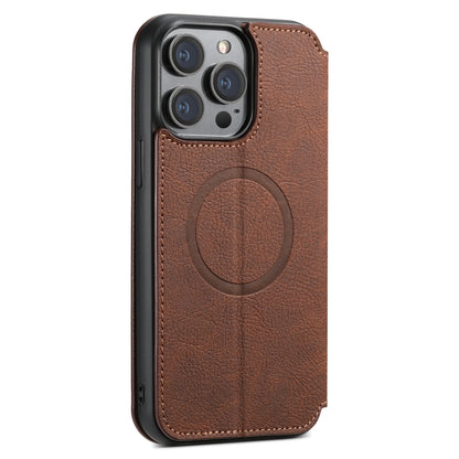 For iPhone 15 Pro Max Suteni J06 Retro Matte Litchi Texture Leather MagSafe Phone Case(Brown) by Suteni