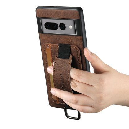 For Google Pixel 8 Suteni H13 Litchi Leather Wrist Strap Wallet Back Phone Case(Brown) by Suteni