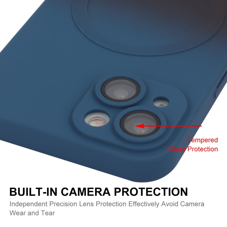 For iPhone 15 ENKAY Hat-Prince MagSafe Rainbow Gradient Silicone Phone Case with Lens Film(Dark Blue) by ENKAY