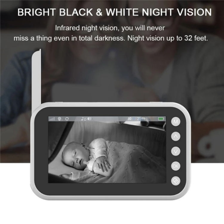 ABM200 Support Two-Way Voice Temperature Display 4.5-inch Video Baby Monitor Music Player(US Plug) by bashfashion