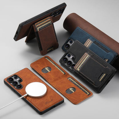 For Samsung Galaxy S22+ 5G Suteni H17 Litchi Texture Leather MagSafe Detachable Wallet Phone Case(Khaki) by Suteni