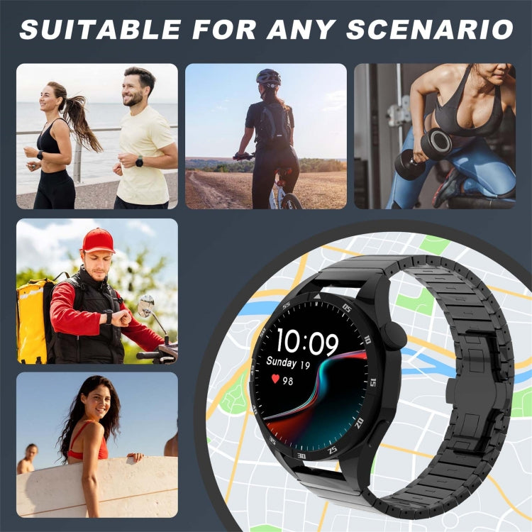 For Ticwatch Pro3 22mm One Bead Paint Butterfly Buckle Alloy Watch Band(Titanium Color) by bashfashion