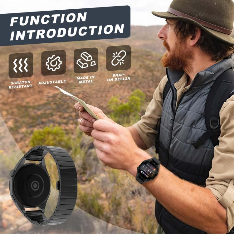 For Ticwatch Pro3 22mm One Bead Paint Butterfly Buckle Alloy Watch Band(Titanium Color) by bashfashion