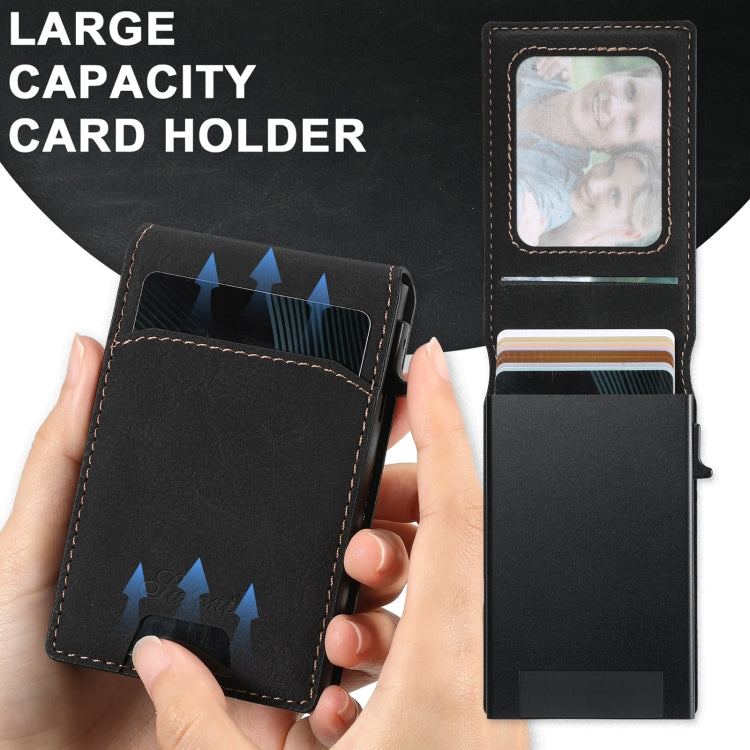 For iPhone 14 Pro Suteni H19 Litchi Grain 2-in-1 MagSafe Removable Card Box Back Phone Case(Black) by Suteni