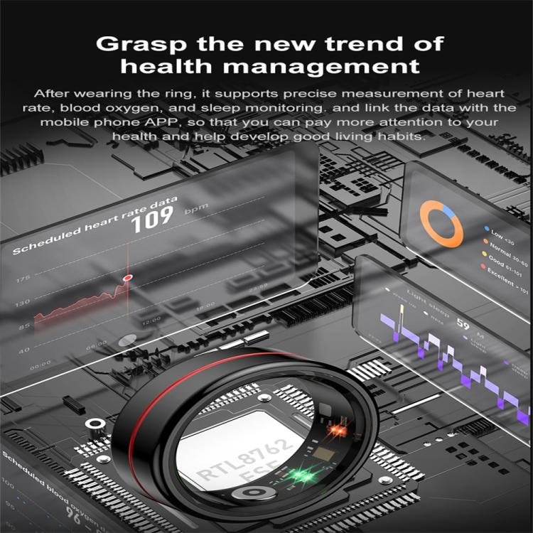 R04 SIZE 11 Smart Ring, Support Heart Rate / Blood Oxygen / Sleep Monitoring / Take Photos(Black) by bashfashion