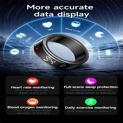 SY01 SIZE 8 Smart Ring, Support Heart Rate / Blood Oxygen / Sleep Monitoring / Multiple Sport Modes(Black) by bashfashion