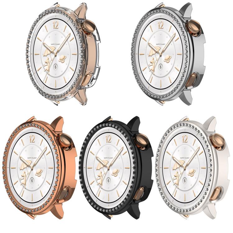 For OnePlus Watch 3 43mm Single Row Diamond Half Coverage Hollow PC Watch Protective Cover(Transparency) by bashfashion