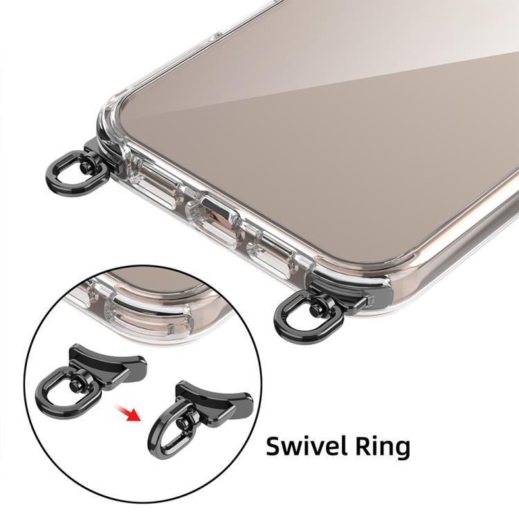 For iPhone 14 Pro Kalebol Minimalist High Transparency Multi Color Rotating Lanyard Hole Phone Case(Gold) by Kalebol