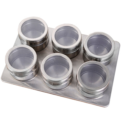 6 in 1 Kitchen Stainless Steel Salt Condiment Set Spice Jars Container Spice Bottles by bashfashion