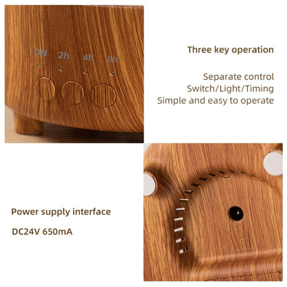 V50 Desktop Colorful Night Light Humidifier Wood Grain Water Drop Aroma Diffuser, Spec: EU Plug(White) by bashfashion