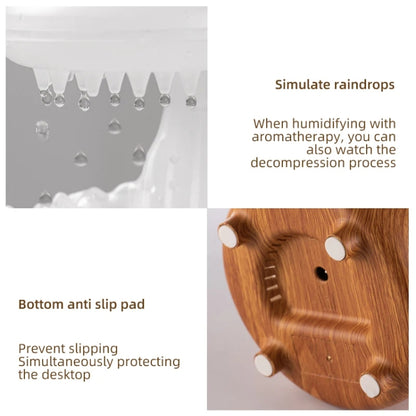 V50 Desktop Colorful Night Light Humidifier Wood Grain Water Drop Aroma Diffuser, Spec: EU Plug(Green) by bashfashion