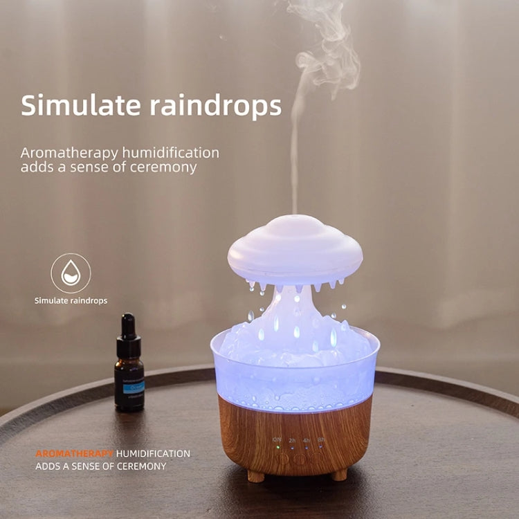 V50 Desktop Colorful Night Light Humidifier Wood Grain Water Drop Aroma Diffuser, Spec: US Plug(Green) by bashfashion