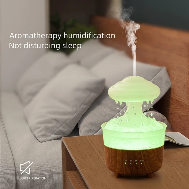 V50 Desktop Colorful Night Light Humidifier Wood Grain Water Drop Aroma Diffuser, Spec: AU Plug(Green) by bashfashion