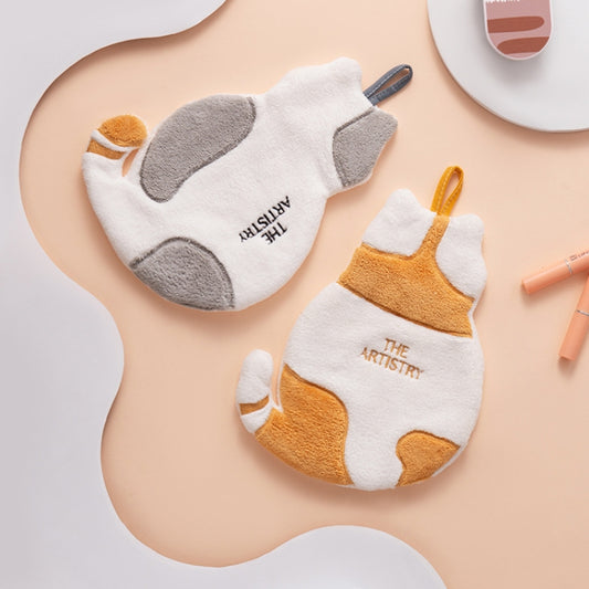 Home Kitchen Bathroom Cute Cat Hand Towel(Yellow) by bashfashion