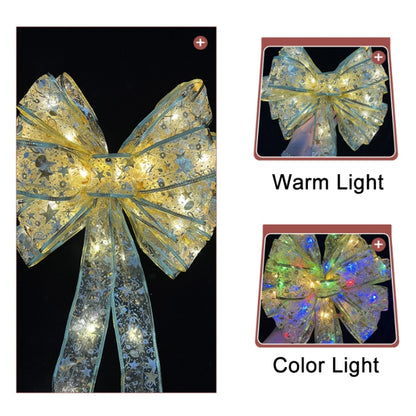 Christmas LED Lights Bronzing Double Ribbon String Lights, Specification: 20m(Gold Color Light) by bashfashion