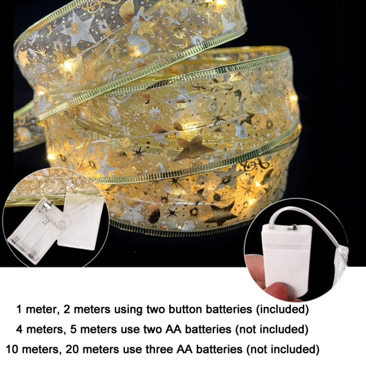 Christmas LED Lights Bronzing Double Ribbon String Lights, Specification: 10m(Gold Red Color Light) by bashfashion