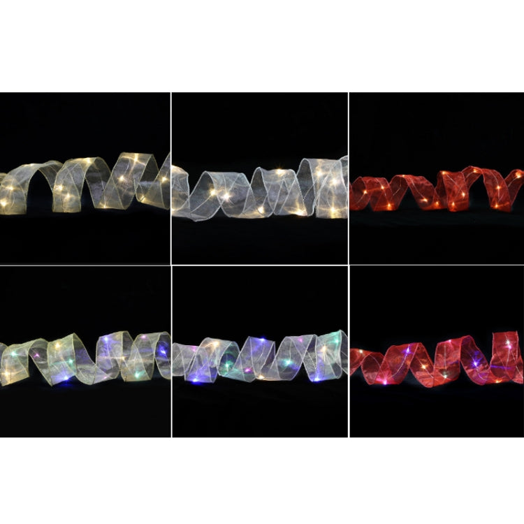 Christmas Ornament Double Light Board Yarn Ribbon String Lights, Specification: 2m(Gold Color Light) by bashfashion