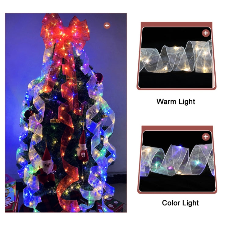 Christmas Ornament Double Light Board Yarn Ribbon String Lights, Specification: 2m(Gold Color Light) by bashfashion