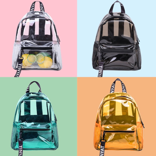 TINYAT T9051 Ladies Jelly Bag Waterproof PVC Transparent Backpack Beach Travel Backpack(Black) by bashfashion