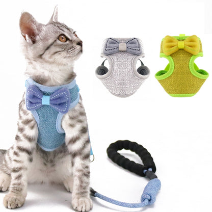 Bow Vest Type Adjustable Cat Leash(Gray) by bashfashion