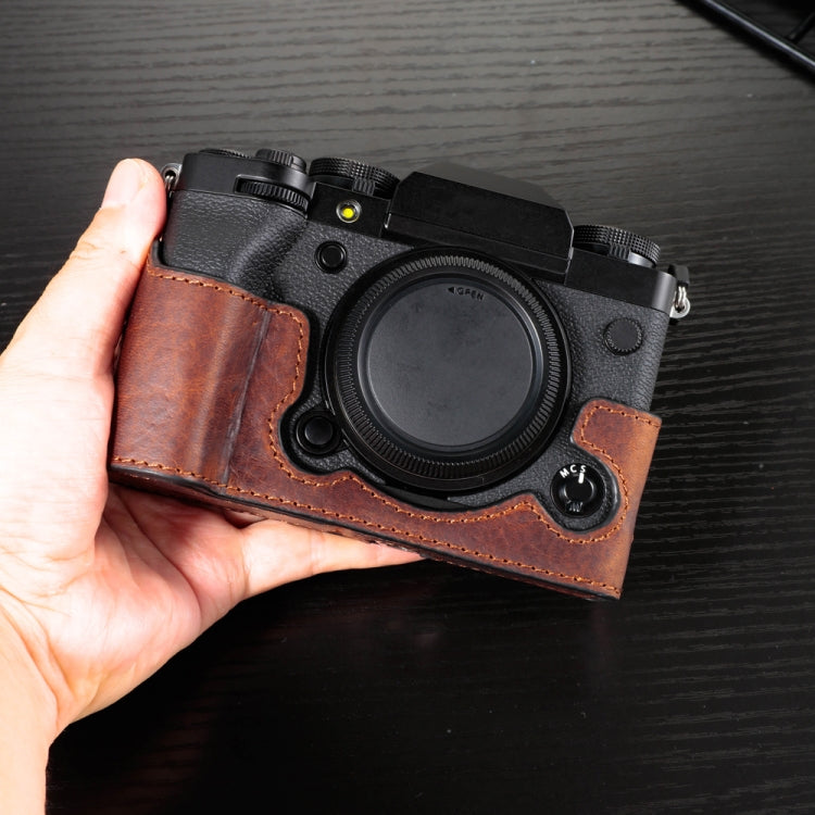 For FUJIFILM X-T5 Camera Cowhide Bag Anti-scratch Protective Case Base Cover(Brown) by bashfashion