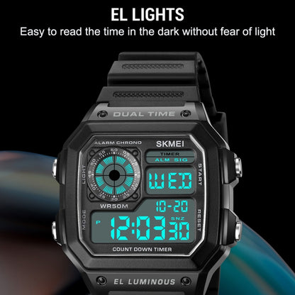 SKMEI 1998 Transparent Shell Ice Sensor Outdoor Sports Waterproof Multi-function Watch(Black) by SKMEI