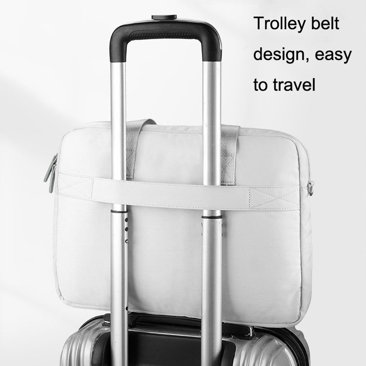 13.3-14 inch Computer Handheld Messenger Bag For Apple MacBook / Huawei / Xiaomi / Basne(Ladder tape light blue+gray PU power package) by bashfashion