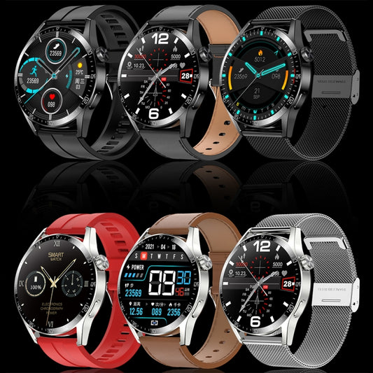 Sports Health Monitoring Waterproof Smart Call Watch With NFC Function, Color: Black-Black Leather by bashfashion