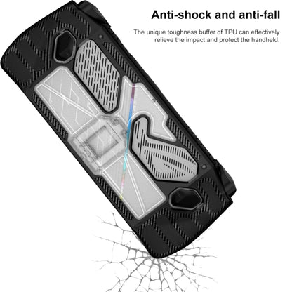 For ASUS Rog Ally Game Console PC+TPU Protective Case Cover With Bracket(Black+Transparent) by bashfashion