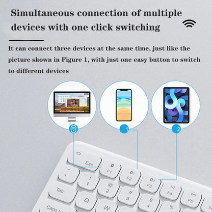 B087 2.4G Portable 78 Keys Dual Mode Wireless Bluetooth Keyboard And Mouse, Style: Keyboard Mouse Set White by bashfashion