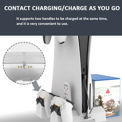 For PS5 iplay Dual-seat Charging and Cooling Base Bracket Storage Rack(White) by iplay
