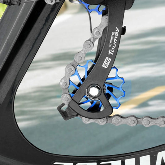 ENLEE Mountain Bicycle Rear Derailleur Guide Wheel Ceramic Bearing Tension Pulley, Size: 11T(Blue) by ENLEE