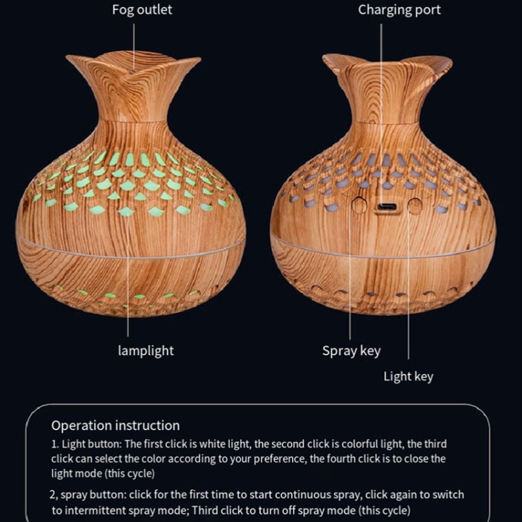 LED Light Aromatherapy Diffuser Home Small Vase Quiet Humidifier Aromatherapy Diffuser 2 In 1(Dark Wood) by bashfashion