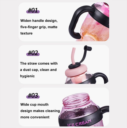 1200ml Large Capacity Lucky Belly Cup Handheld Portable Straw Cup with Tea Drain(Tulip Coffee) by bashfashion