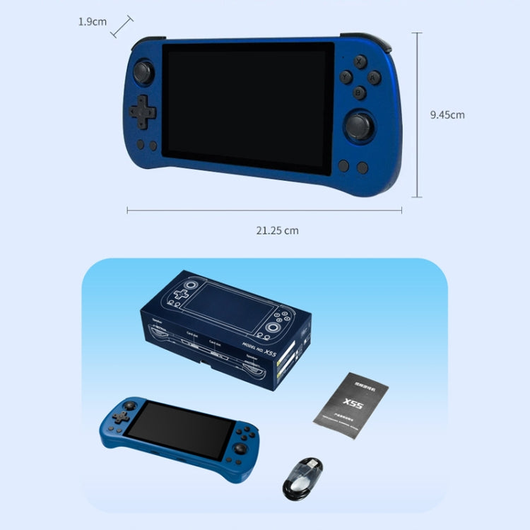 POWKIDDY X55 Game Console 5.5 Inch 1280 X 720 IPS Screen RK3566 Linux System Open-Source Retro Video Player 16GB+256GB(Black) by POWKIDDY