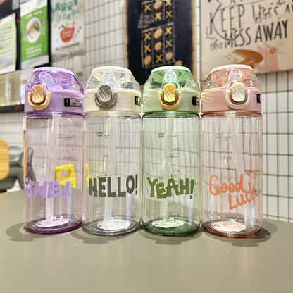 Student Portable Bouncing Straw Large Capacity Drop Resistant Plastic Cups, Style: 800ml White by bashfashion