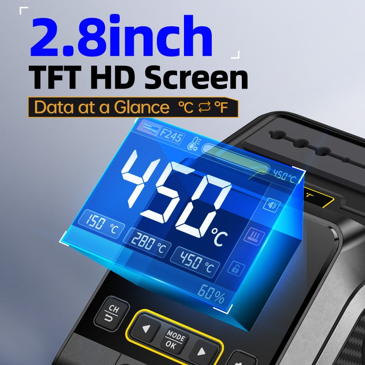 FNIRSI 200W Intelligent Constant Temperature Electric Soldering Iron Station, Set: EU Plug F245 B Head by FNIRSI