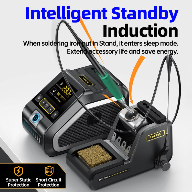 FNIRSI 200W Intelligent Constant Temperature Electric Soldering Iron Station, Set: EU Plug F245 B Head by FNIRSI