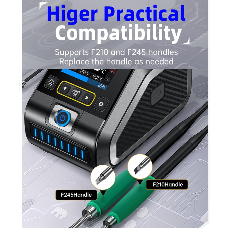 FNIRSI 200W Intelligent Constant Temperature Electric Soldering Iron Station, Set: EU Plug F245 B Head by FNIRSI