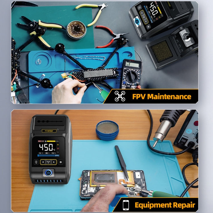 FNIRSI 200W Intelligent Constant Temperature Electric Soldering Iron Station, Set: EU Plug F245 B Head by FNIRSI