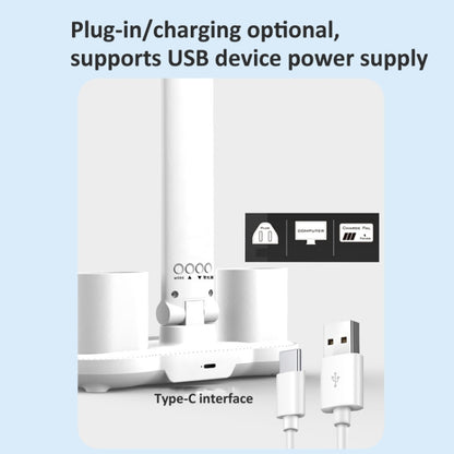 4-head Desk Lamp Foldable Reading Lamp 3-gear Color Adjustment, Spec: Charging Clock Model by bashfashion