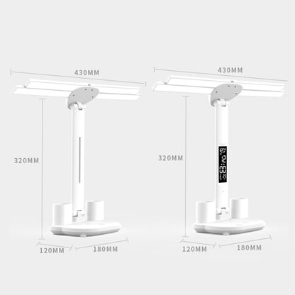 4-head Desk Lamp Foldable Reading Lamp 3-gear Color Adjustment, Spec: Charging Clock Model by bashfashion