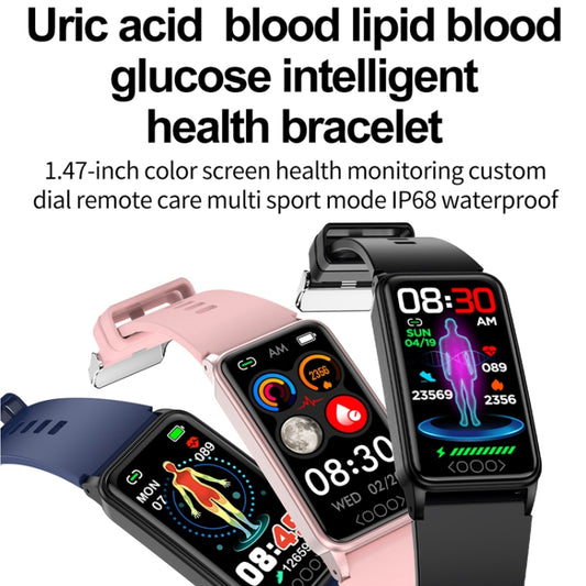 Uric Acid Blood Lipid Noninvasive Blood Sugar Heart Rate Oxygen Temperature Monitoring Smart Healthy Sports Bracelet(Black) by bashfashion