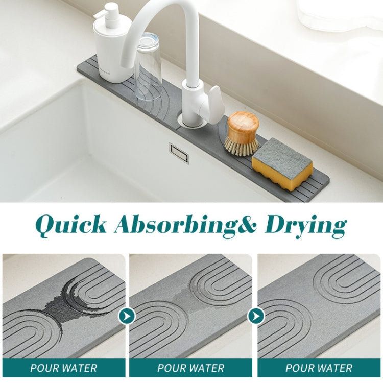 Faucet Sink Drying Mat Diatomaceous Earth Stone Splashproof Absorbent Sink Drainage Mat, Color: K01 White(40x10cm) by bashfashion