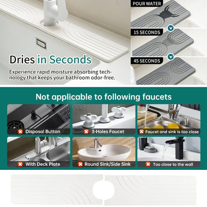 Faucet Sink Drying Mat Diatomaceous Earth Stone Splashproof Absorbent Sink Drainage Mat, Color: K05 Dark Gray(40x10cm) by bashfashion
