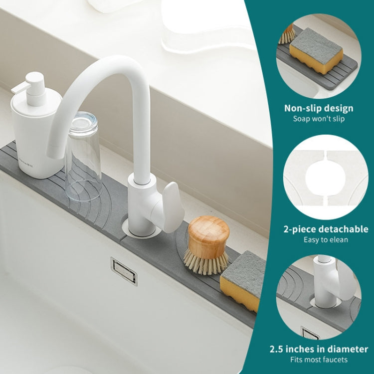 Faucet Sink Drying Mat Diatomaceous Earth Stone Splashproof Absorbent Sink Drainage Mat, Color: K05 White(60x10cm) by bashfashion